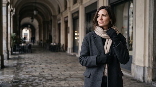 Woman wearing black heated gloves in winter (placeholder image)